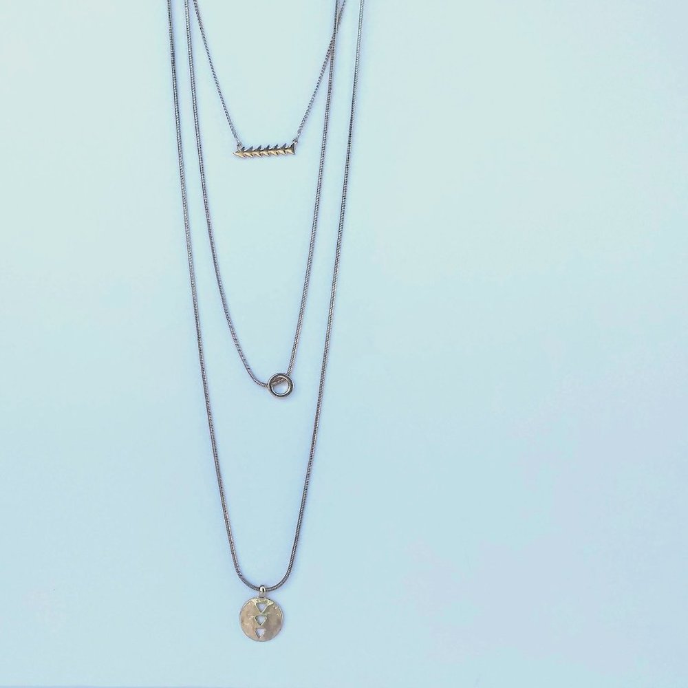 Trendy Multi Layered Gold Toned Necklace
